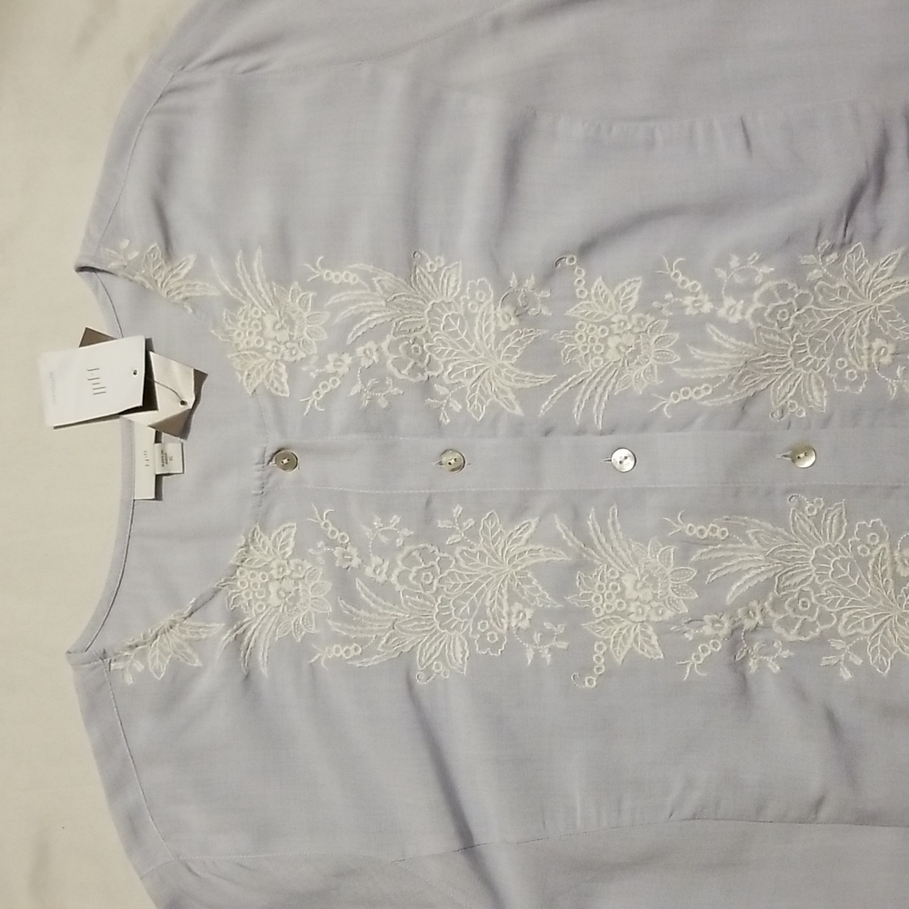 J. Jill light blue Duster Tunic w/floral Embroidery 🪞 - Picture 3 of 12